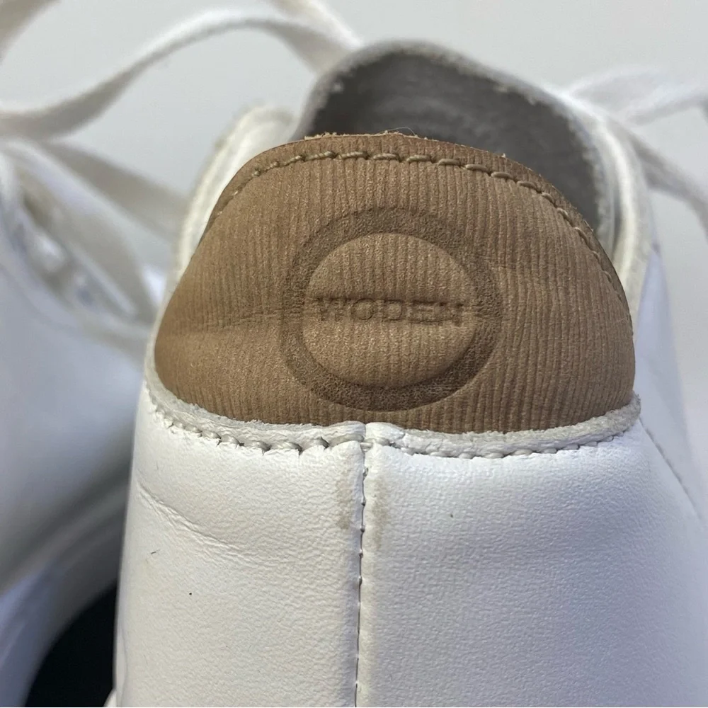 WODEN Leather Low Top Sneakers White Tan EU 36 US 5